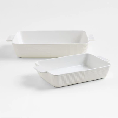 Hanno White Textured Ceramic 2-Piece Bakers Set