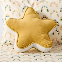 Harriet Custard Yellow Velvet Kids Star Shaped Throw Pillow