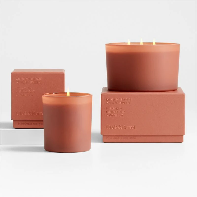 Monochrome No. 8 Harvest 3-Wick Scented Candle - Pumpkin, Cinnamon, Vanilla