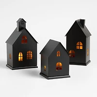 Black Haunted House with LED Lights