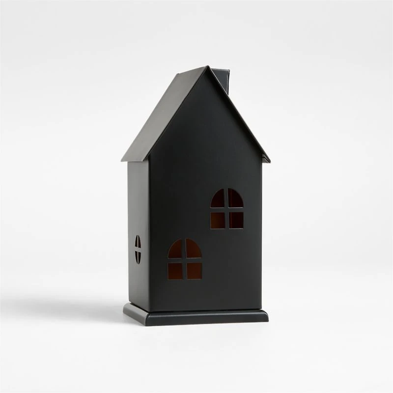 Black Haunted House with LED Lights