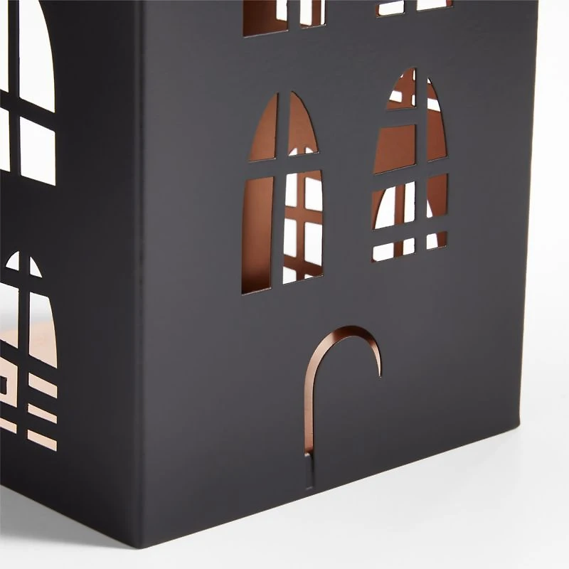 Medium Black Halloween Haunted House Sculpture