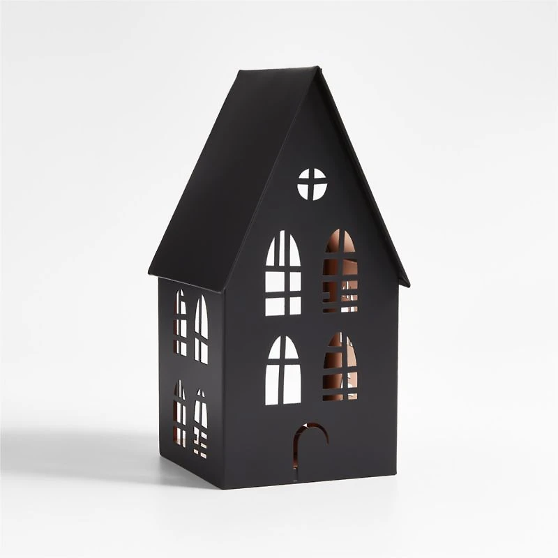 Black Halloween Haunted House Sculpture