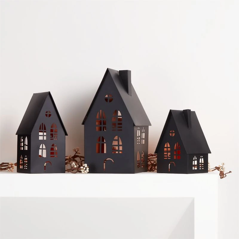 Medium Black Halloween Haunted House Sculpture
