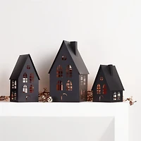 Medium Black Halloween Haunted House Sculpture