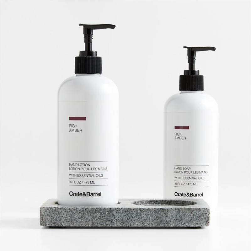 Fig + Amber Hand Soap and Lotion Set with Hayes Caddy