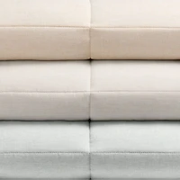 Organic Cotton Heathered Sand Beige Grid Full/Queen Comforter