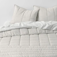 Organic Cotton Heathered Grey Grid Twin/Twin XL Comforter