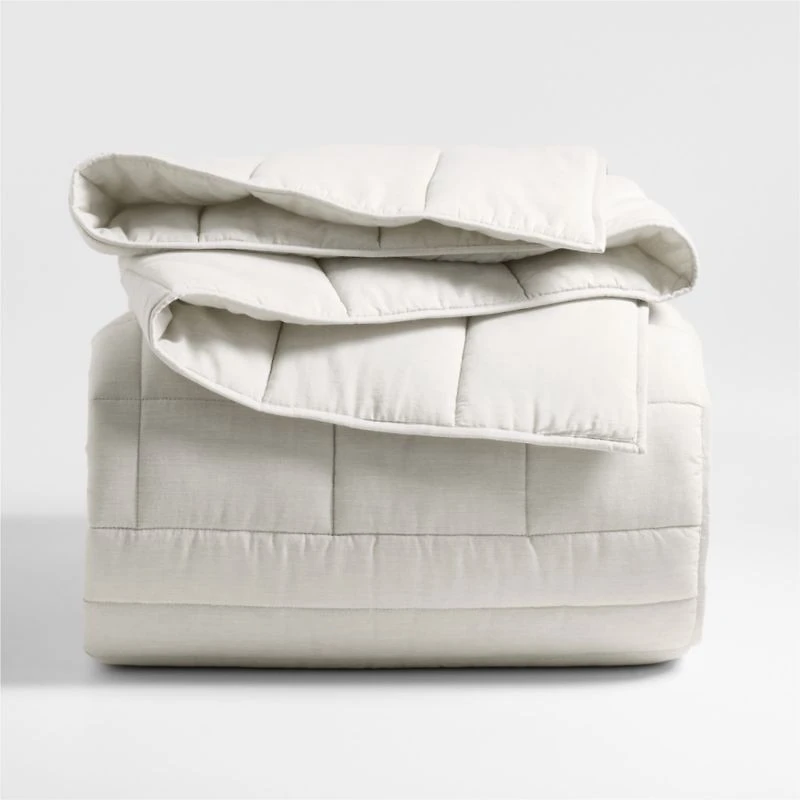 Organic Cotton Heathered Grey Grid Twin/Twin XL Comforter