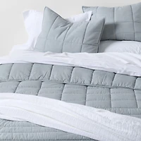 Organic Cotton Heathered Mist Blue Grid Twin/Twin XL Comforter