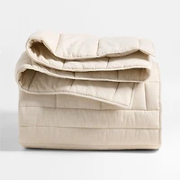 Organic Cotton Heathered Sand Beige Grid Full/Queen Comforter