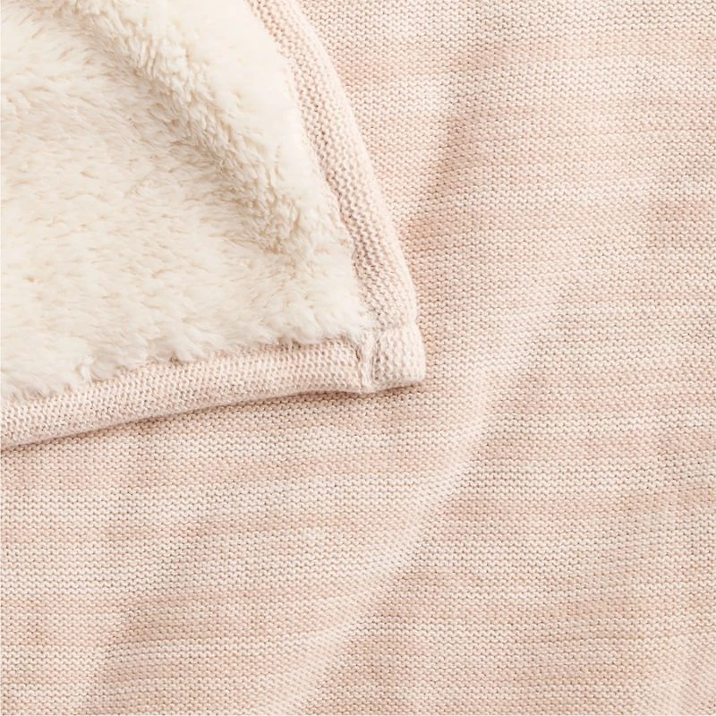 Heathered Lilac Rose Striped Sherpa Baby Stroller Blanket