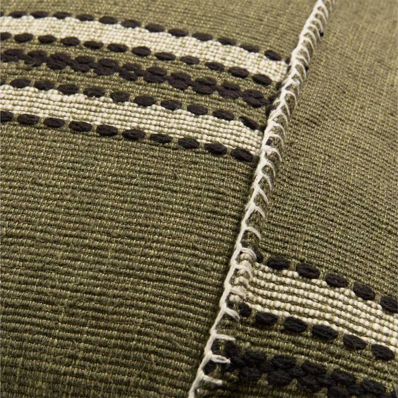 Helena Blanket Stitch 20"x20" Burnt Green Throw Pillow with Feather Insert