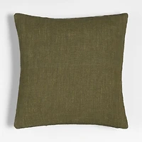 Helena Blanket Stitch 20"x20" Burnt Green Throw Pillow with Feather Insert