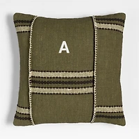 Helena Blanket Stitch 20"x20" Burnt Green Throw Pillow with Feather Insert