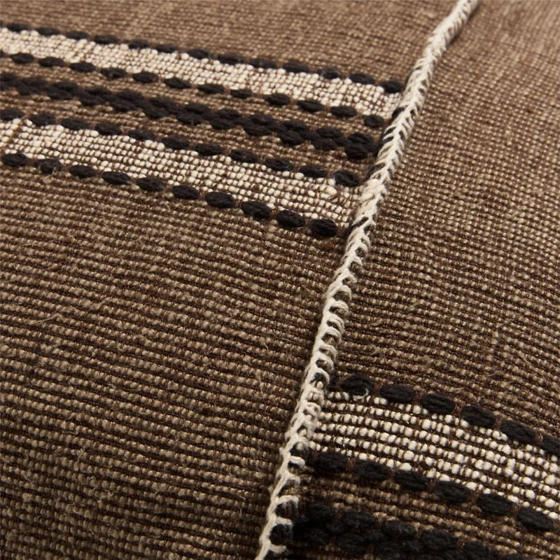 Helena Blanket Stitch 20"x20" Deep Brown Throw Pillow with Feather Insert
