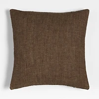 Helena Blanket Stitch 20"x20" Deep Brown Throw Pillow with Feather Insert