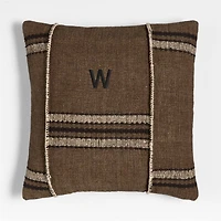 Helena Blanket Stitch 20"x20" Deep Brown Throw Pillow with Feather Insert