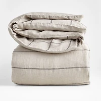 Aire Natural Hemp Arcadia Tan and Midnight Navy Reversible Grid King Duvet Cover