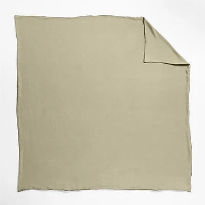 Aire Natural Hemp Merrow Stitch Garden Green Full/Queen Duvet Cover
