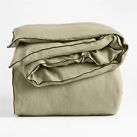 Aire Natural Hemp Merrow Stitch Garden Green Full/Queen Duvet Cover