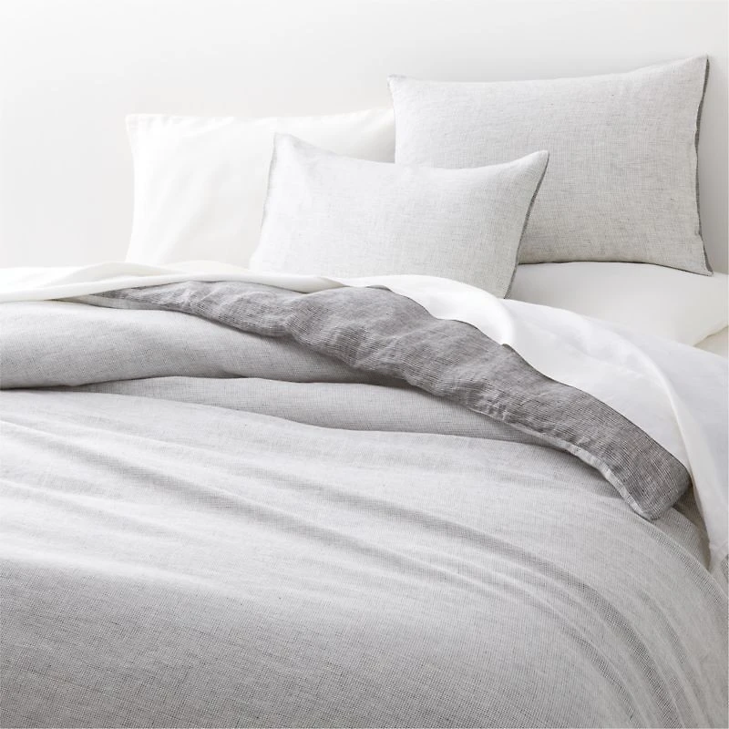 Aire Natural Hemp Ink Black Grid King Duvet Cover