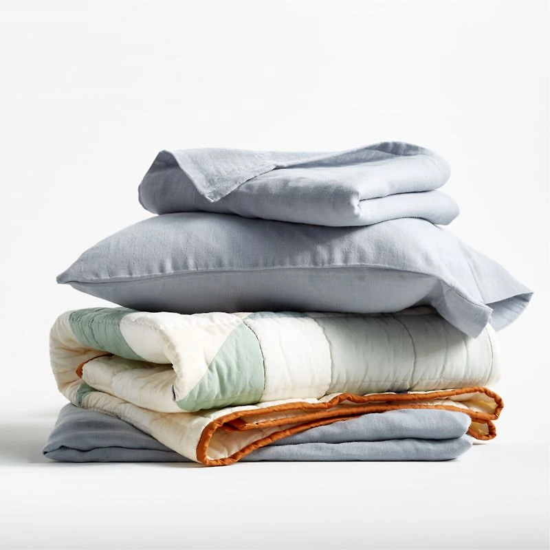 Supersoft Mist Blue Organic Cotton Gauze Toddler Sheet Set