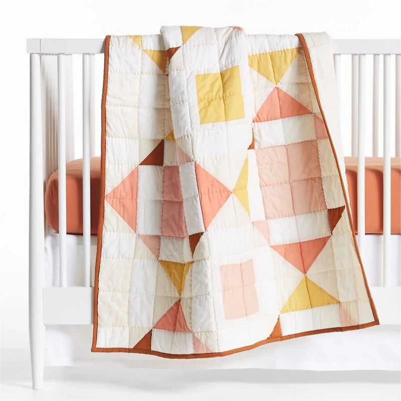 Heritage Pink Organic Cotton Baby Crib Quilt