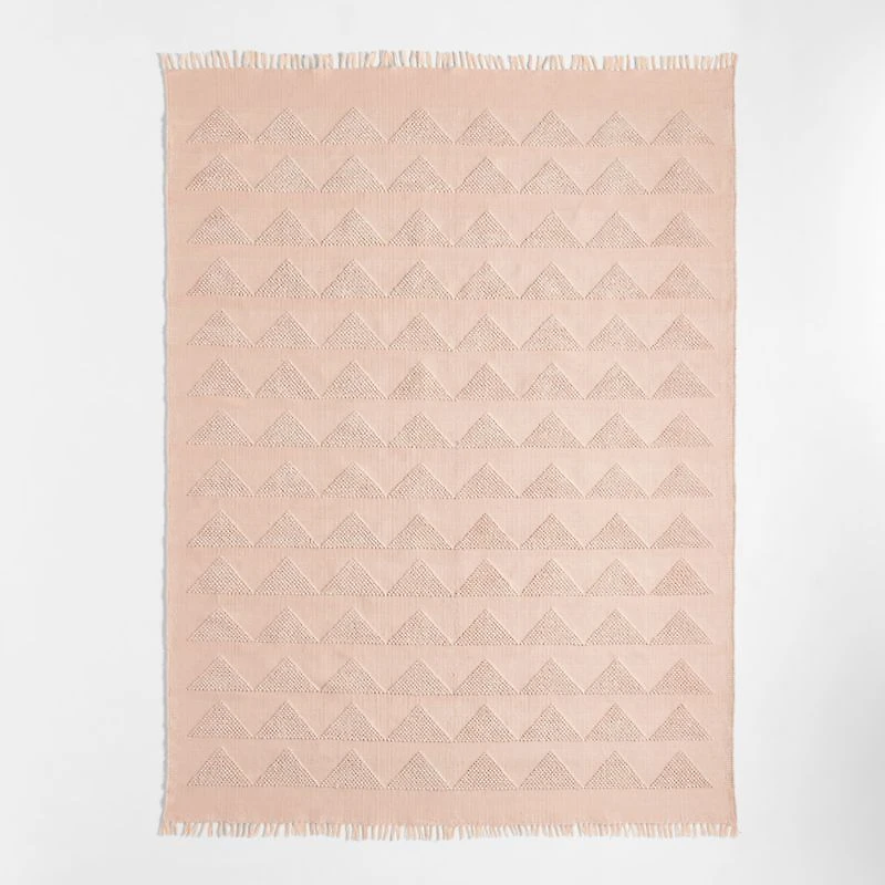 Hi/Low Triangle Natural Blush Flatweave Kids Performance Area Rug 5'x8'