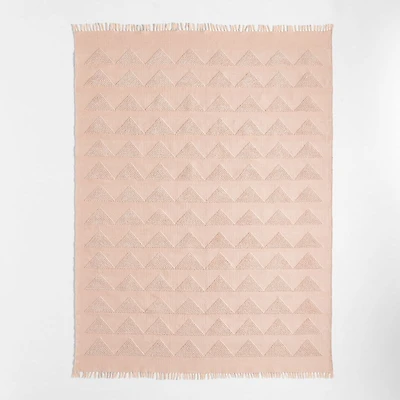 Hi/Low Triangle Natural Blush Flatweave Kids Performance Area Rug 5'x8'