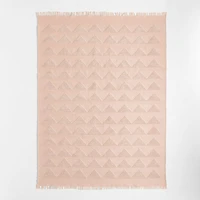 Hi/Low Triangle Natural Blush Flatweave Kids Performance Area Rug 5'x8'