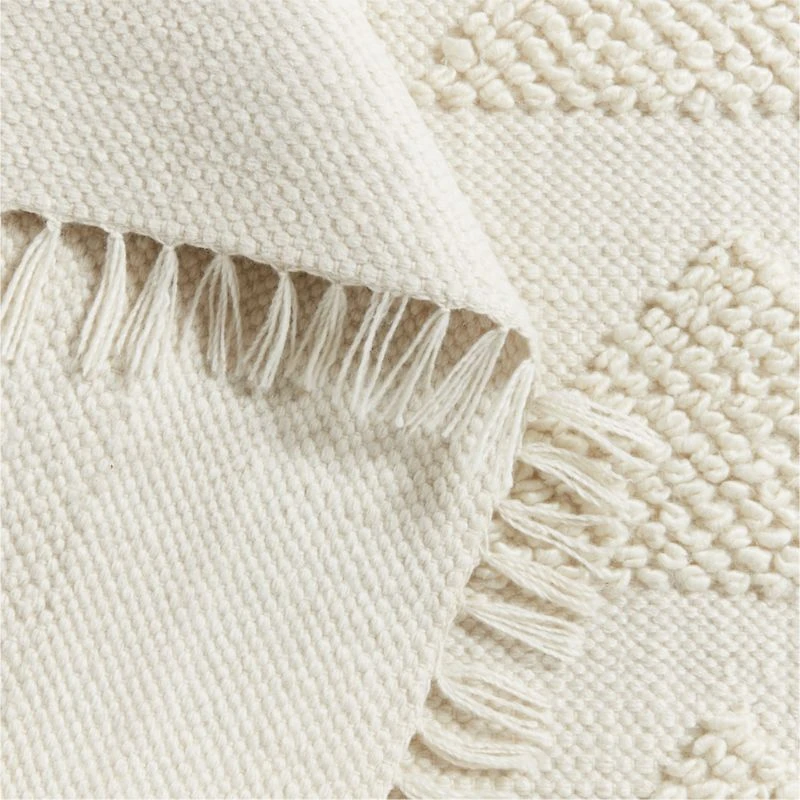 Hi/Low Triangle Pampas Ivory Flatweave Kids Performance Area Rug 5'x8'