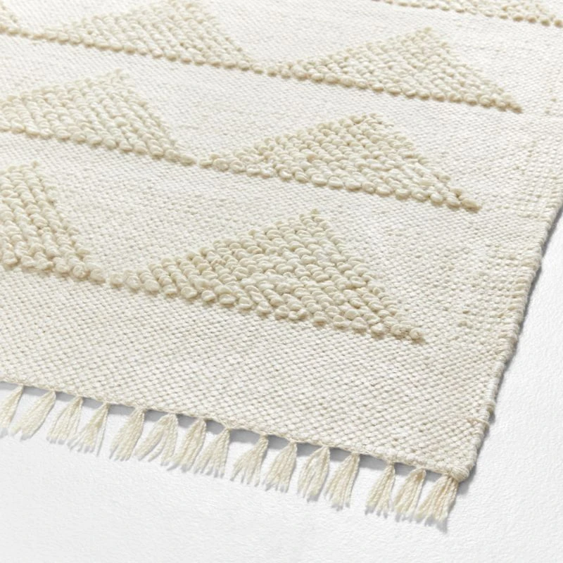 Hi/Low Triangle Pampas Ivory Flatweave Kids Performance Area Rug 5'x8'