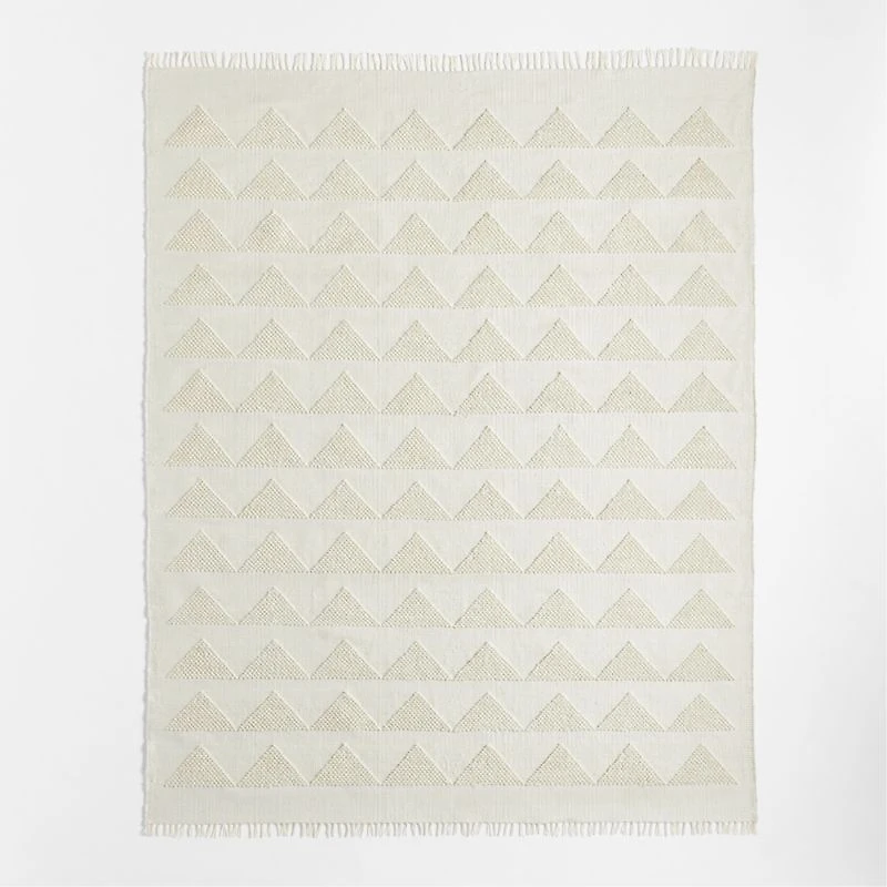 Hi/Low Triangle Pampas Ivory Flatweave Kids Performance Area Rug 5'x8'