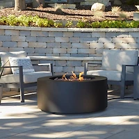 Highlands Black Metal Round Outdoor Natural Gas and Propane Fire Pit Table