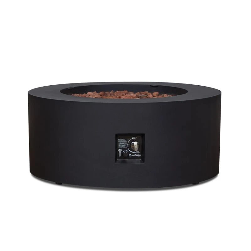 Highlands Black Metal Round Outdoor Natural Gas and Propane Fire Pit Table
