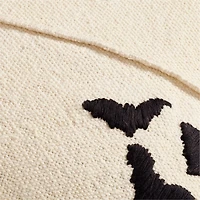 Halloween Embroidered Bats 20"x20" Arctic Ivory Throw Pillow with Feather Insert by Joan Anderson