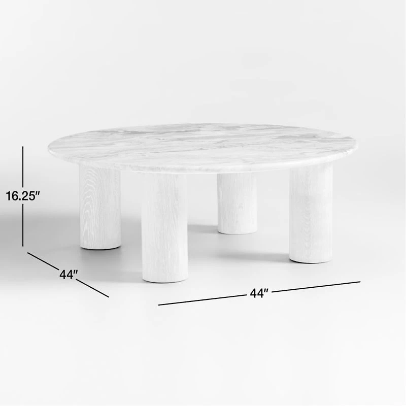 Homage Marble and White Oak Wood 44" Round Coffee Table