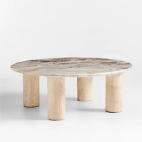 Homage Marble and White Oak Wood 44" Round Coffee Table