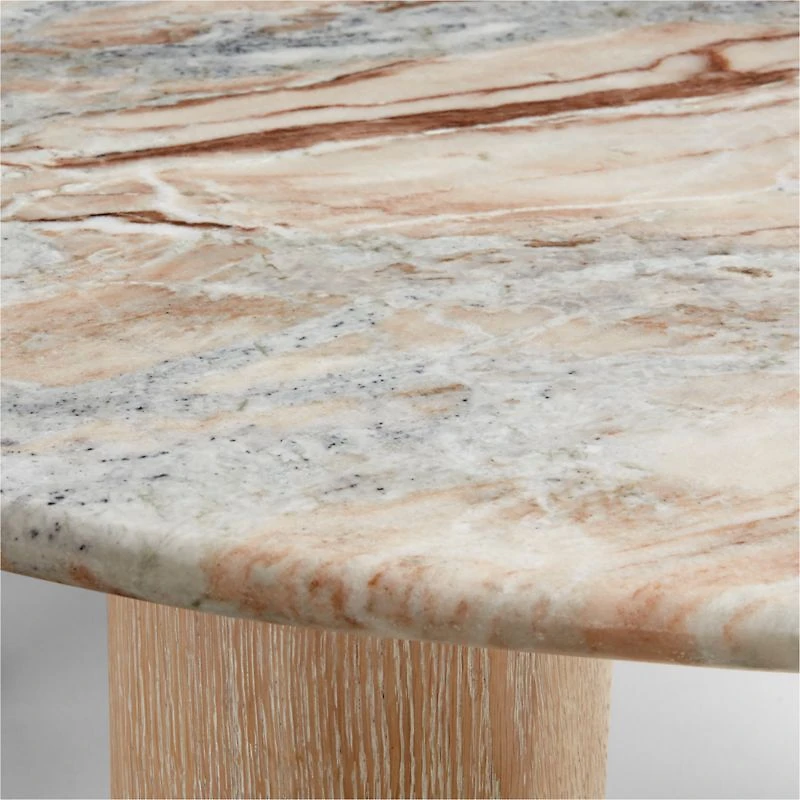 Homage Marble and White Oak Wood 44" Round Coffee Table