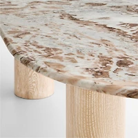 Homage Marble and White Oak Wood 60" Oval Coffee Table
