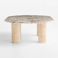 Homage Marble and White Oak Wood 60" Oval Coffee Table