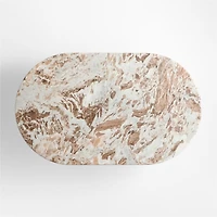 Homage Marble and White Oak Wood 60" Oval Coffee Table