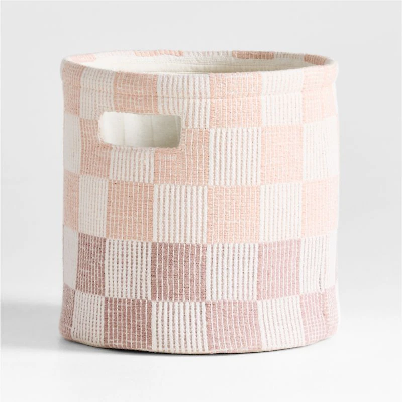 Hopscotch Elegant Pink and Classic Mauve Checkerboard Shelf Storage Bin