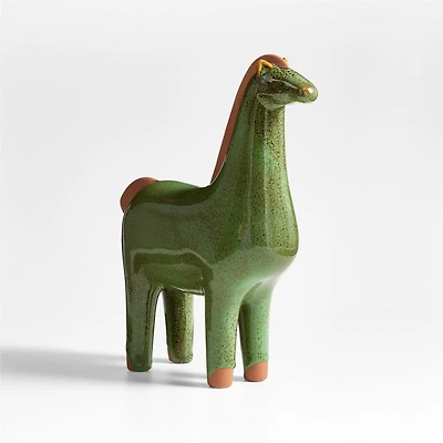 Green Earthenware Decorative Horse Sculpture