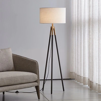 Hyde Brass and Bronze Metal Tripod Floor Lamp 61.5"