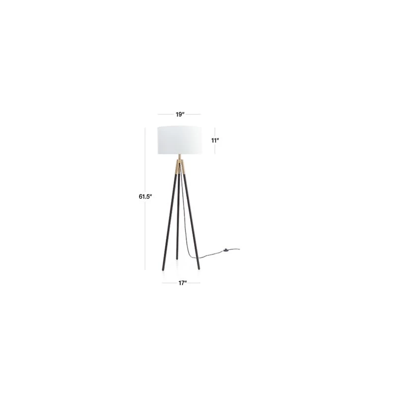 Hyde Brass and Bronze Metal Tripod Floor Lamp 61.5"