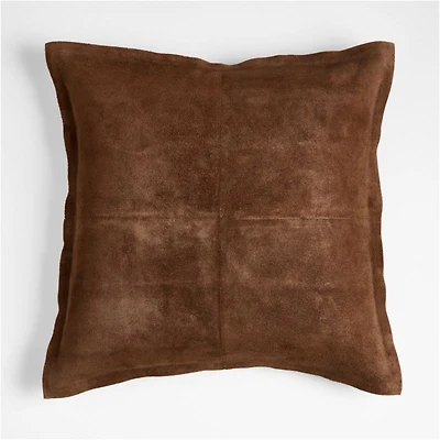 Hyde Pieced Suede 23x23 Brown Throw Pillow Cover