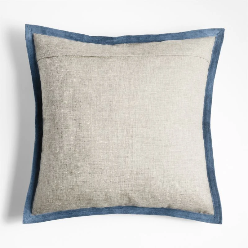 Hyde Pieced Suede 23"x23" Coy Blue Throw Pillow Cover