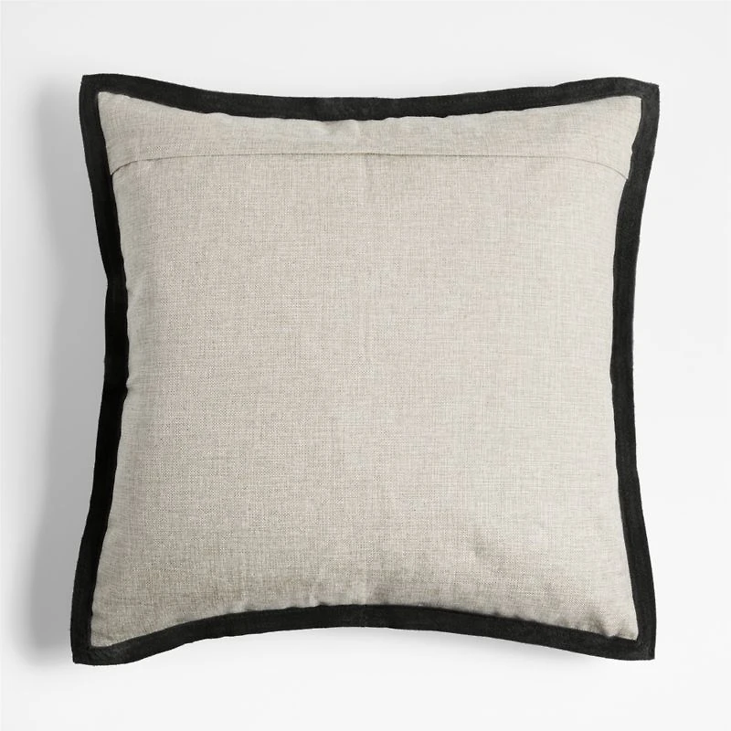Hyde Pieced Suede 23"x23" Smoky Black Throw Pillow Cover